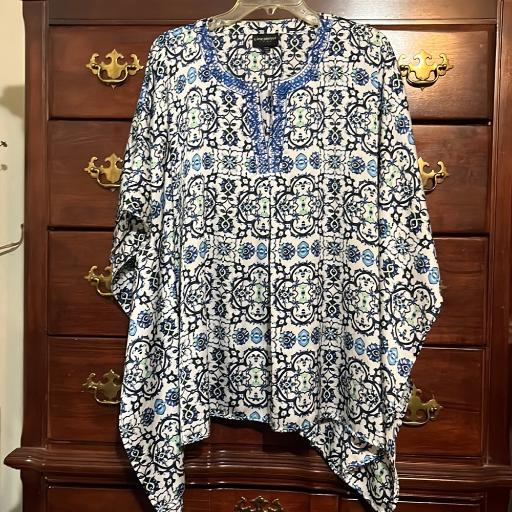 🧡Lane Bryant | Multi Blue Poncho Top